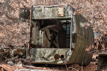 broken army truck in the Chernobyl