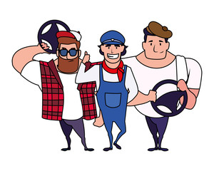 Isolated drivers persons vector design