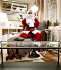 Table background of free space and chrsitmas home interior. 
