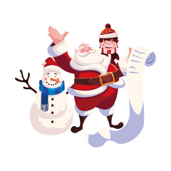 Santa claus snowman and kid vector design