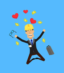 Technician Engineer Worker - Jumping with Hearts and Money