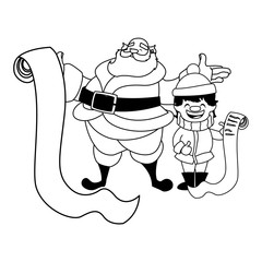 Merry christmas santa claus and kid vector design