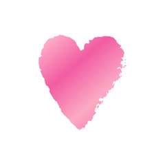 Naklejka na ściany i meble Vector ink pink gradient heart logo, shape, symbol on Happy Valentines Day. Silhouette in grunge style