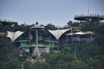 Panoramic pictures of the peaks of Gunung Mat Chincang Mountain with the famous Langkawi Cable Car