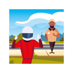 drivers inside frame vector design