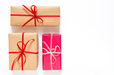 Boxes with gifts on a white background