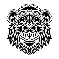 Monkey face. Design element for poster, card, banner.