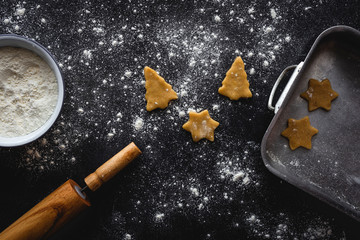 Obraz na płótnie Canvas Gingerbread cookie dough for Christmas