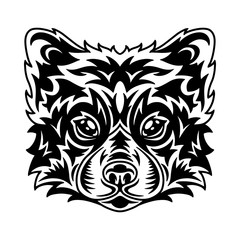 Red panda face. Design element for poster, card, banner.