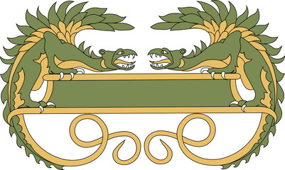Logo in the form of two dragons looking at each other