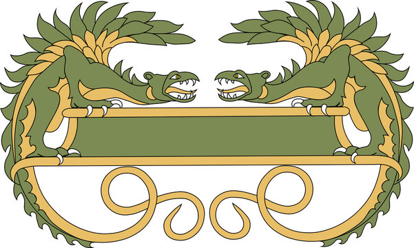 Logo in the form of two dragons looking at each other