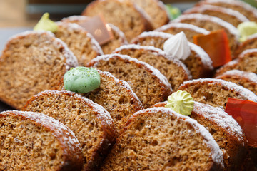 Catering service. Carrot pumpkin pie at event