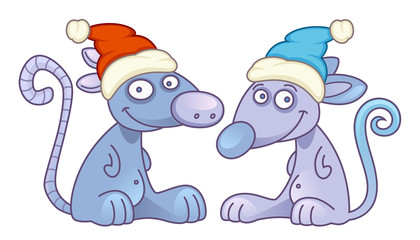 New year rats on a white background