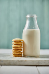 Butter cookies on the wooden table.