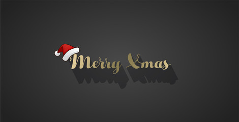Dark Christmas vector background with shadow and Christmas hat.