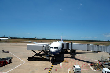 Airplane ready for boarding at brisbane airport