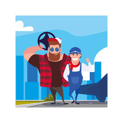 drivers inside frame vector design