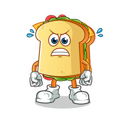 sandwitch angry cartoon vector mascot illustration