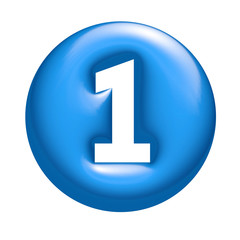 Blue 3d button with white number one