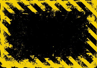 grunge danger background with yellow black stripes