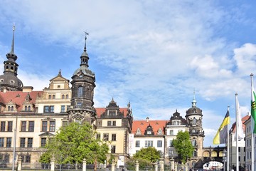 Fototapeta premium Dresden, Germany - May 2019. The historic old town of Dresden Saxonia. View on famous tourist attraction in the center of Dresden, Germany. elegant baroque Dresden.
