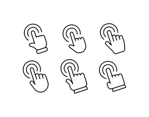 Hand click vector icons. Clicking hands pointer collection.