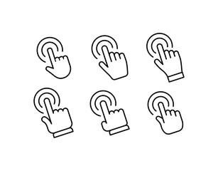 Hand click vector icons. Clicking hands pointer collection.