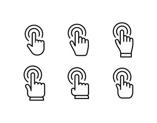 Hand click vector icons. Clicking hands pointer collection.