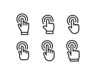 Hand click vector icons. Clicking hands pointer collection.