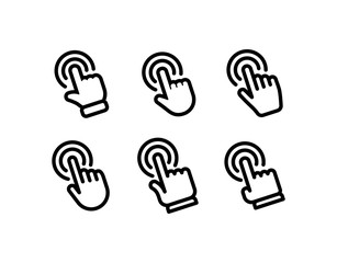 Hand click vector icons. Clicking hands pointer collection.