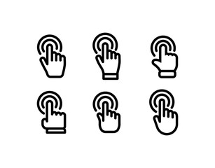 Hand click vector icons. Clicking hands pointer collection.