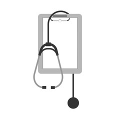 Flat style of medical clipboard and stethoscope isolated on transparent background. Empty template. Vector illustration.