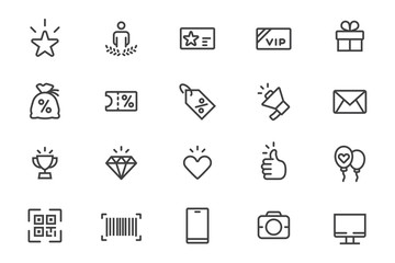 Special privilege of customers who come to use the supermarket, service and other stores. Line icon