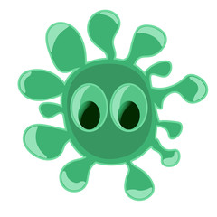 Green blot in the form of a cute funny character, a brawny hero for book design. Vector EPS 10