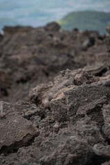 Mount Etna's Landscape of Black Lava and Volcano Ash