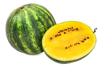 Watermelon with yellow flesh 3d rendering with realistic texture