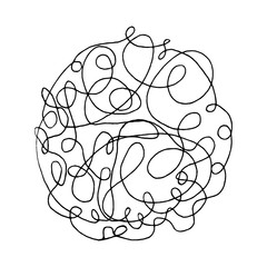 Tangled abstract scribble with hand drawn line. Doodle elements. Isolated sketch on white background. Vector illustration.