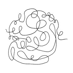 Tangled abstract scribble with hand drawn line. Doodle elements. Isolated sketch on white background. Vector illustration.
