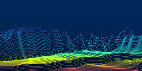 Abstract digital landscape. The illusion of life in cyberspace.