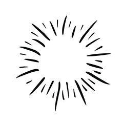 Starburst doodle. Hand drawn design element. Sun burst sketch illustration. Vector 