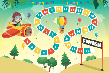 Numbers Boardgame Illustration For Children Education