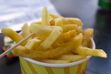 French fries and pick