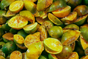 Orange peel after juice has been squeezed,organic waste