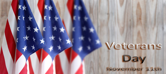 Fototapeta na wymiar Veterans Day American flags