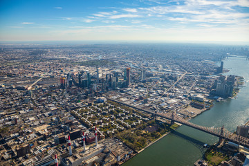 Fototapeta na wymiar Aerial view to New York City Skyline from helicopter.