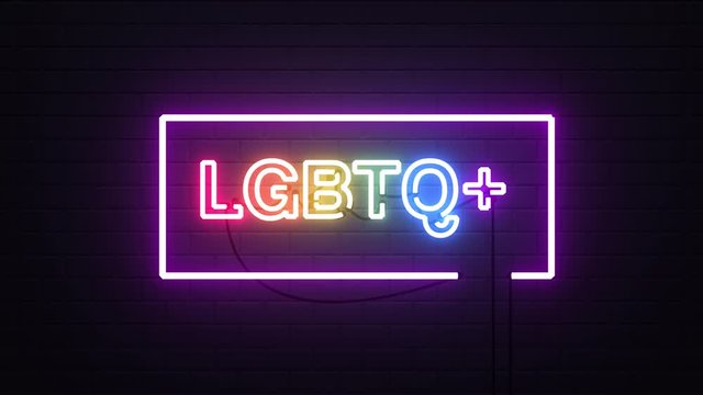 LGBTQ neon sign banner background. Pride concept