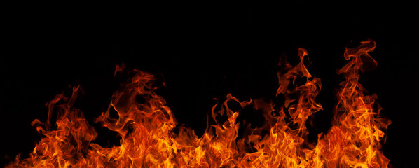 Colorful orange-red bright flame blazing fire.