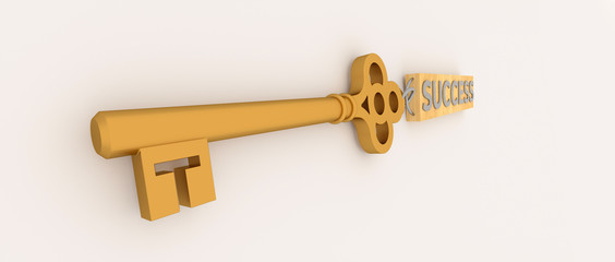 Golden Key to Success extremely detailed and realistic 3d illustration