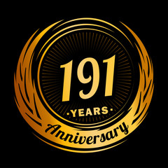 191 years anniversary. Anniversary logo design. One hundred and ninety-one years logo.