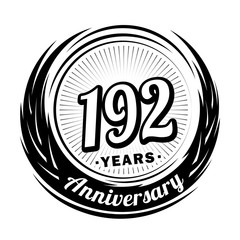 192 years anniversary. Anniversary logo design. One hundred and ninety-two years logo.
